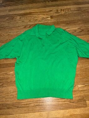 Repeat Women's Short Sleeve Polo Tee in Bright Green